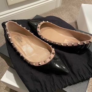 Valentino Rockstud Flats Black Patent Leather Size 36.5